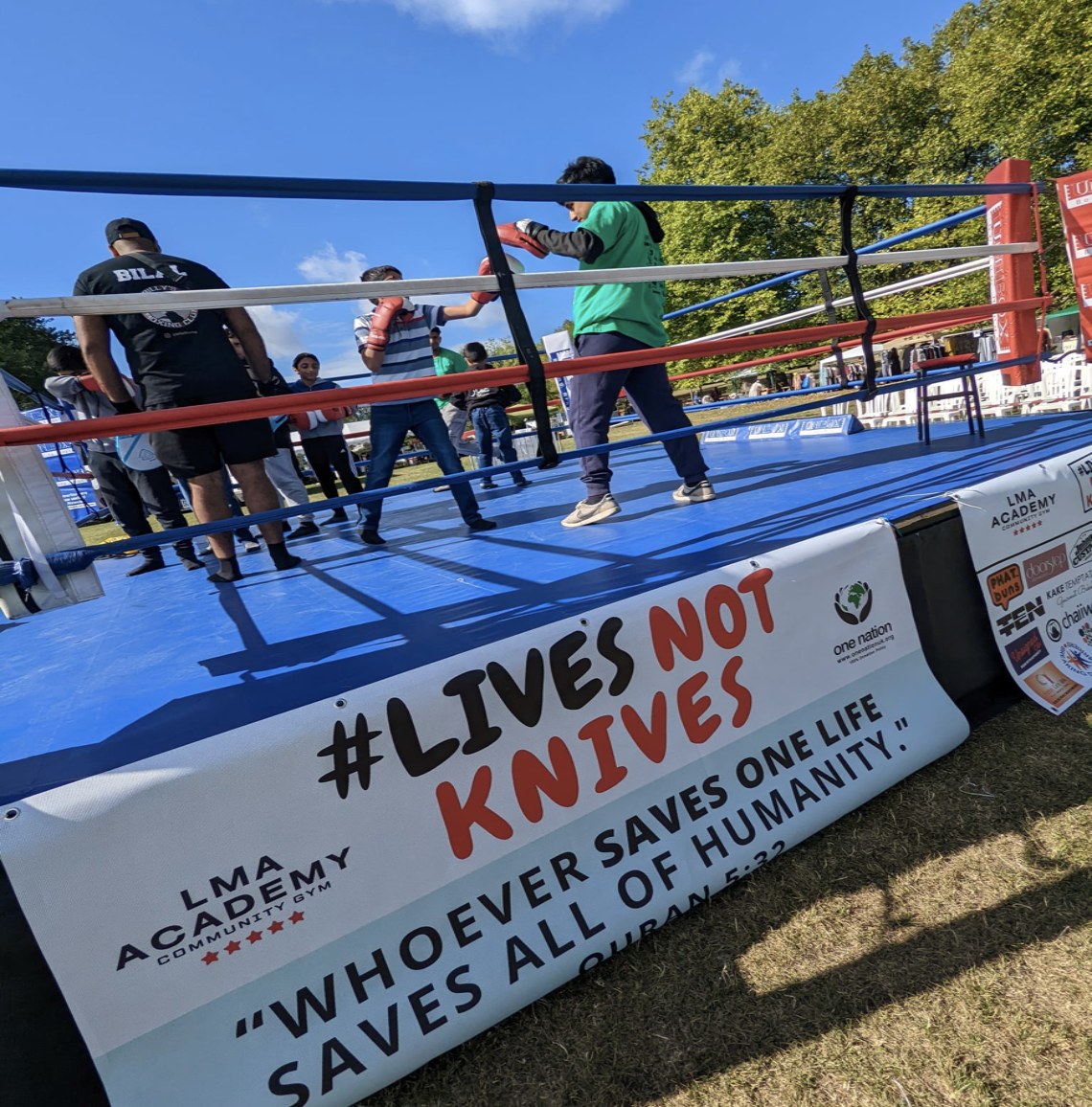 Lives Not Knives boxing ring at an outdoor community event